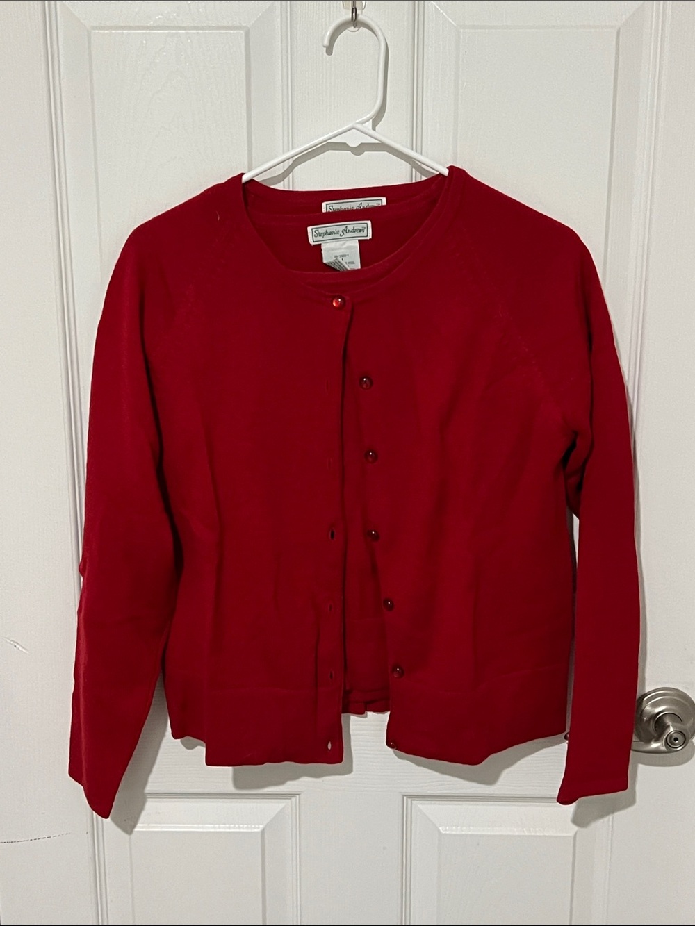 Classic Red Button-Front Cardigan Sweater